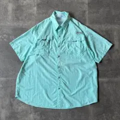 Columbia PFG フィッシングシャツ 半袖 無地 XL 緑 A183