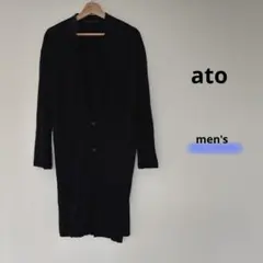 ato ノーカラー　薄手ブラックロングカーディガンのサムネイル