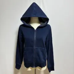 ジーユー　裏起毛フーデット　フルジップパーカー（M）ブルー系　レディース