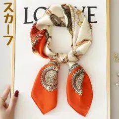 【新品未使用】スカーフ 大判 シルクタッチ 高見え バック ヘアアレンジ