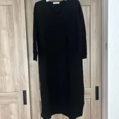 Samansa Mos2 blue 長袖ロングニットワンピ