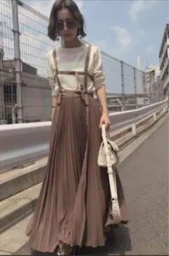 極美品】Ameri SHEER STRIPE SUSPENDER PANTS - メルカリ