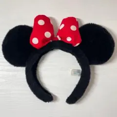 美品 ミニーマウス カチューシャ 赤い水玉リボン