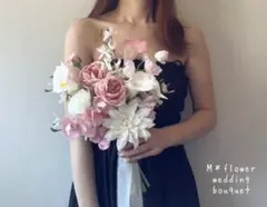♡ふんわりピンク♡アーティフィシャルフラワーブーケ ウェディングブーケ 造花