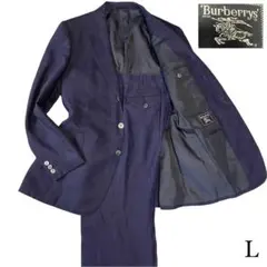 リネン100%【Burberrys】シェルボタン スーツセットアップ パープルL