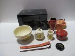 茶道具 茶箱セット 黒塗 螺鈿蒔絵　道具一式揃のサムネイル