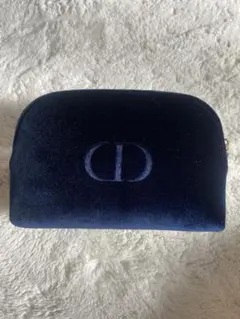 Dior ネイビー ベルベット ポーチ ギフトボックス付き