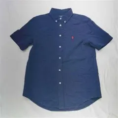 ★Ralph Lauren シアサッカー 半袖シャツ ネイビー系
