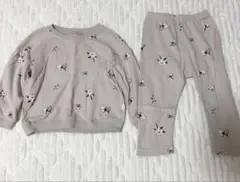 ベージュ花柄トレーナー・パンツセット