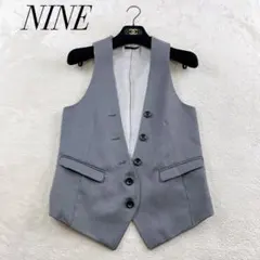 極美品✨NINE ナイン サテン 光沢 ベスト ジレ グレー フォーマル