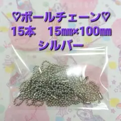 ボールチェーン 15本 シルバー 15mm×100mm