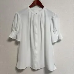 【グリーンレーベルリラクシング】半袖白ブラウス