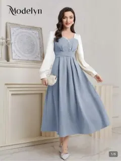 SHEIN Modely スクエアネック フォーパール ワンピース レディース