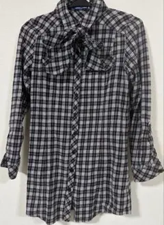 BURBERRY BLUE LABEL リボン ボウタイ チェックシャツ 長袖