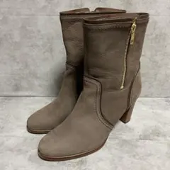 【ダイアナ】（24）ミドルブーツ サイドジップ 本革 レザー ハイヒール