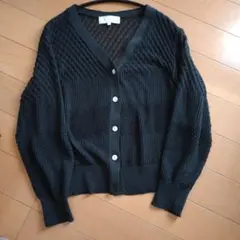 【ROPÉ PICNIC】 ブラック透かし編みカーディガン size38
