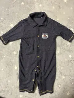 ネイビー ボタン付きロンパース 60-70cm