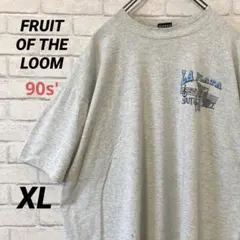 90s' USA製 フルーツオブザルーム 前後プリント半袖Tシャツ メンズ XL