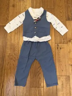 100cm&90cmセット　男の子長袖フォーマルスーツセットアップタキシード