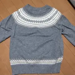 ノルディック柄 グレー 長袖セーター