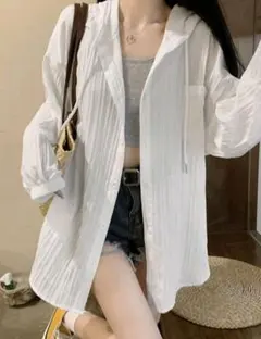 ドロップショルダーロング丈ルーズシャツ