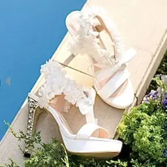 Emilia Wiz エミリアウィズ フラワーサンダル　ホワイト　23cm