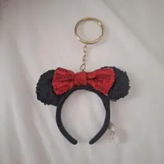 ミニーマウススパンコールカチューシャキーホルダー