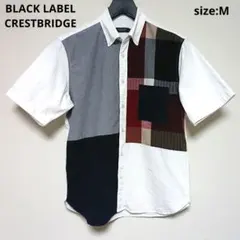 ブラックレーベルクレストブリッジ シアサッカー リネン混 半袖シャツ チェック柄