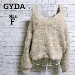 【GYDA】ジェイダ　オープンショルダー　ショート丈　シャギーニット　トップス