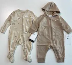 新品ナイキ　NIKE ベビー 長袖ロンパース 0-3M 2点セット50-56cm