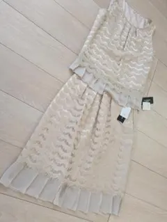 未使用 ロートレアモン 総レース セットアップ ベージュ 38/40 日本製