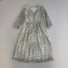 【美品】PLSTプラステ花柄プリントロングワンピースXS オフホワイト
