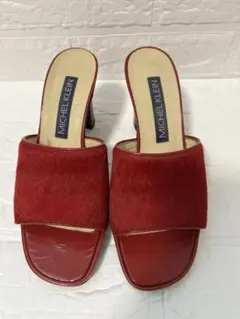 MICHEL KLEIN ミッシェルクラン ハラコ ミュール レッド 22.5のサムネイル