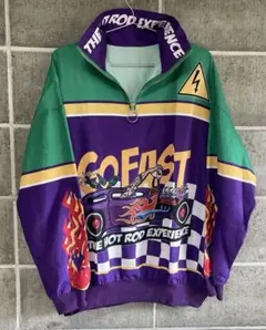 古着(used)ハーフジップ プルオーバー総柄 韓国ファッション ドロピザ