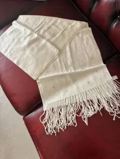 ストール　パシュミナ　マフラー　ホワイト ビジュー