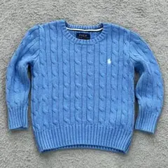 ポロ ラルフローレン ケーブルニット セーター ポニーロゴ刺繍 水色系