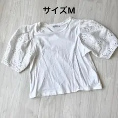 【サイズＭ】刺繍パフスリーブトップス ZARA