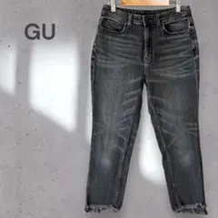 【GU】カットオフ ストレートジーンズ デニム ヒゲ加工 ストレッチ 神デニム