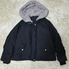 中綿ジャケット フード付き アウター ショート丈 y2k ブラック M