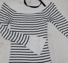 ブルーレーベル ボーダー ニット　ベルスリーブ