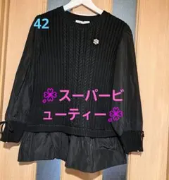 新品定価19800円　スーパービューティー　ニット　切り替え　チュニック42 L