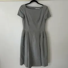 FOXEYフォクシー◆グレー 半袖 Aライン ワンピース