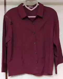 バーガンディ ジッパー付きシャツ