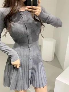 プリーツミニワンピ✭秋冬お出かけコーデ★女子会デートにも