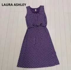 LAURA ASHLEY ノースリーブワンピース 水玉 パープルのサムネイル