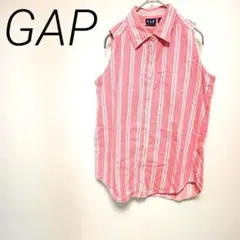 GAP ピンクストライプ ノースリーブシャツ　XS