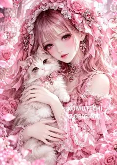 ゴスロリ風4/5 猫と少女のデジタルアート　2L判