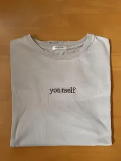 CINEMA CLUB 長袖Tシャツ ロゴ刺繍 グレージュ M