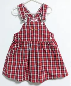 ミキハウス 赤チェック ジャンパースカート 110cm