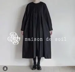 maison de soil ピンタックバンドカラーシャツワンピース ウール